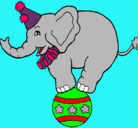 Dibujo Elefante encima de una pelota pintado por DUMBO