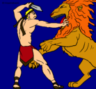 Dibujo Gladiador contra león pintado por Marcodelatorre