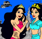 Dibujo Barbie se despiede de la reina sirena pintado por keisy