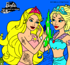 Dibujo Barbie se despiede de la reina sirena pintado por luciamartinez