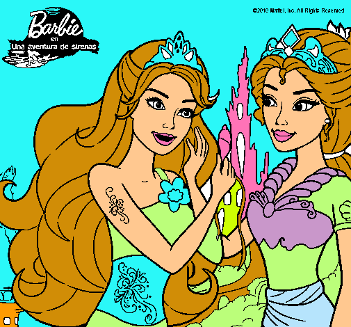 Dibujo Barbie se despiede de la reina sirena pintado por juditboro