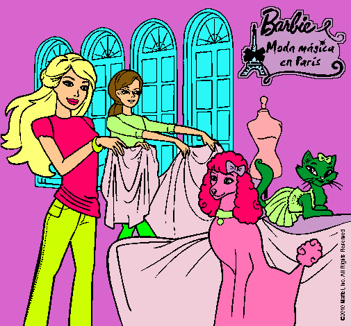 Barbie y su amiga mirando ropa