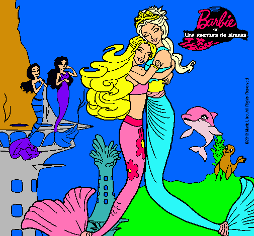 Dibujo Barbie sirena y la reina sirena pintado por esrefy