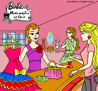 Dibujo Barbie en una tienda de ropa pintado por AMORSITO