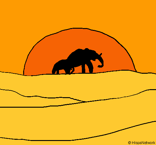 Elefante en el amanecer