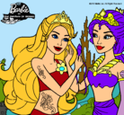 Dibujo Barbie se despiede de la reina sirena pintado por Loya