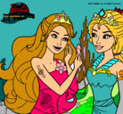 Dibujo Barbie se despiede de la reina sirena pintado por princesasbarmie