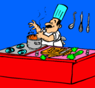 Dibujo Cocinero en la cocina pintado por saavedra2