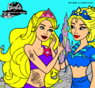 Dibujo Barbie se despiede de la reina sirena pintado por davielyss