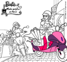 Dibujo Barbie y su amiga en moto pintado por nicolita