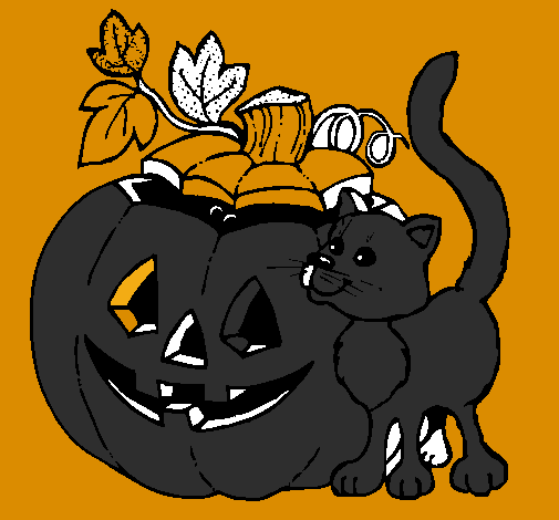 Calabaza y gato