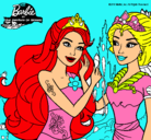 Dibujo Barbie se despiede de la reina sirena pintado por meme