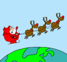 Dibujo Papa Noel repartiendo regalos 3 pintado por gisellita