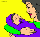 Dibujo Madre con su bebe II pintado por nerak