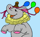 Dibujo Elefante con 3 globos pintado por fabis12