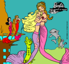 Dibujo Barbie sirena y la reina sirena pintado por nereida