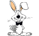Dibujo Conejo con ramo de flores pintado por yesi