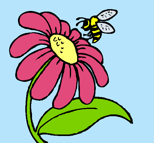 Dibujo Margarita con abeja pintado por andrea99