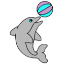 Dibujo Delfín jugando con una pelota pintado por engracia