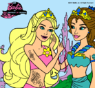 Dibujo Barbie se despiede de la reina sirena pintado por Candida