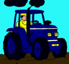 Dibujo Tractor en funcionamiento pintado por bautista