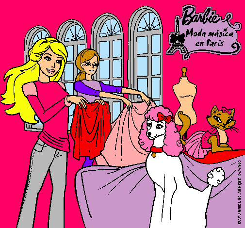 Barbie y su amiga mirando ropa