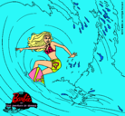 Dibujo Barbie practicando surf pintado por DISNEY