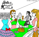 Dibujo Barbie en una tienda de ropa pintado por kiosco