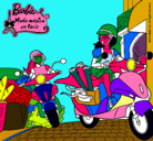 Dibujo Barbie y su amiga en moto pintado por val22