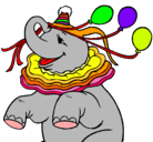 Dibujo Elefante con 3 globos pintado por lalonina