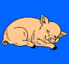 Dibujo Cerdo durmiendo pintado por ivana