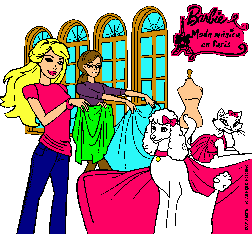 Barbie y su amiga mirando ropa