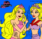 Dibujo Barbie se despiede de la reina sirena pintado por samantha