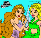 Dibujo Barbie se despiede de la reina sirena pintado por miniuxia