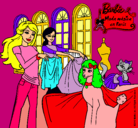 Dibujo Barbie y su amiga mirando ropa pintado por Martig