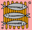 Dibujo Pescado a la brasa pintado por pescadillas