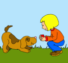Dibujo Niña y perro jugando pintado por alana