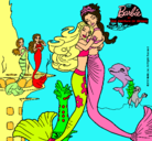 Dibujo Barbie sirena y la reina sirena pintado por CENICIENTA