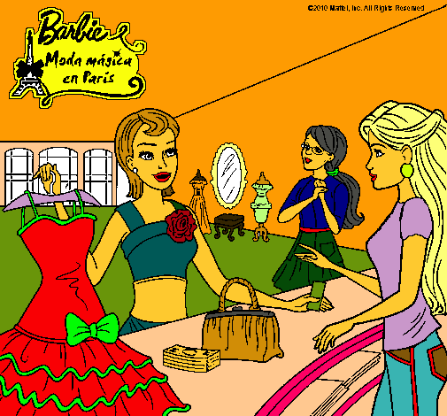 Dibujo Barbie en una tienda de ropa pintado por chemoy
