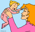 Dibujo Madre con su bebe pintado por -Andrea