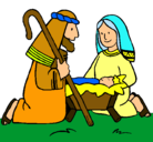 Dibujo Adoran al niño Jesús pintado por messi12