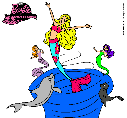 Dibujo Barbie sirena contenta pintado por labrat