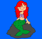 Dibujo Sirena sentada en una roca pintado por luisa10