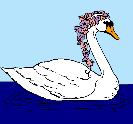 Cisne con flores