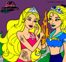 Dibujo Barbie se despiede de la reina sirena pintado por yuty