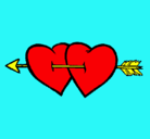 Dibujo Dos corazones con una flecha pintado por caballo