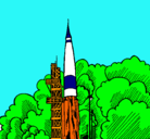 Dibujo Lanzamiento cohete pintado por walter