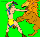 Dibujo Gladiador contra león pintado por boomm