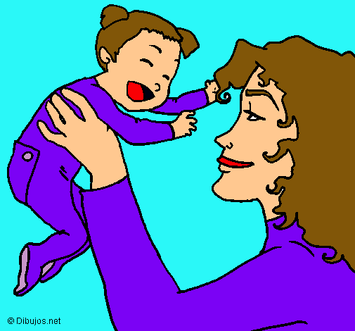 Dibujo Madre con su bebe pintado por gianella
