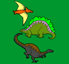 Dibujo Tres clases de dinosaurios pintado por delio